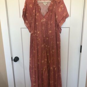Wonderly 1X Rust Floral Maxi Dress